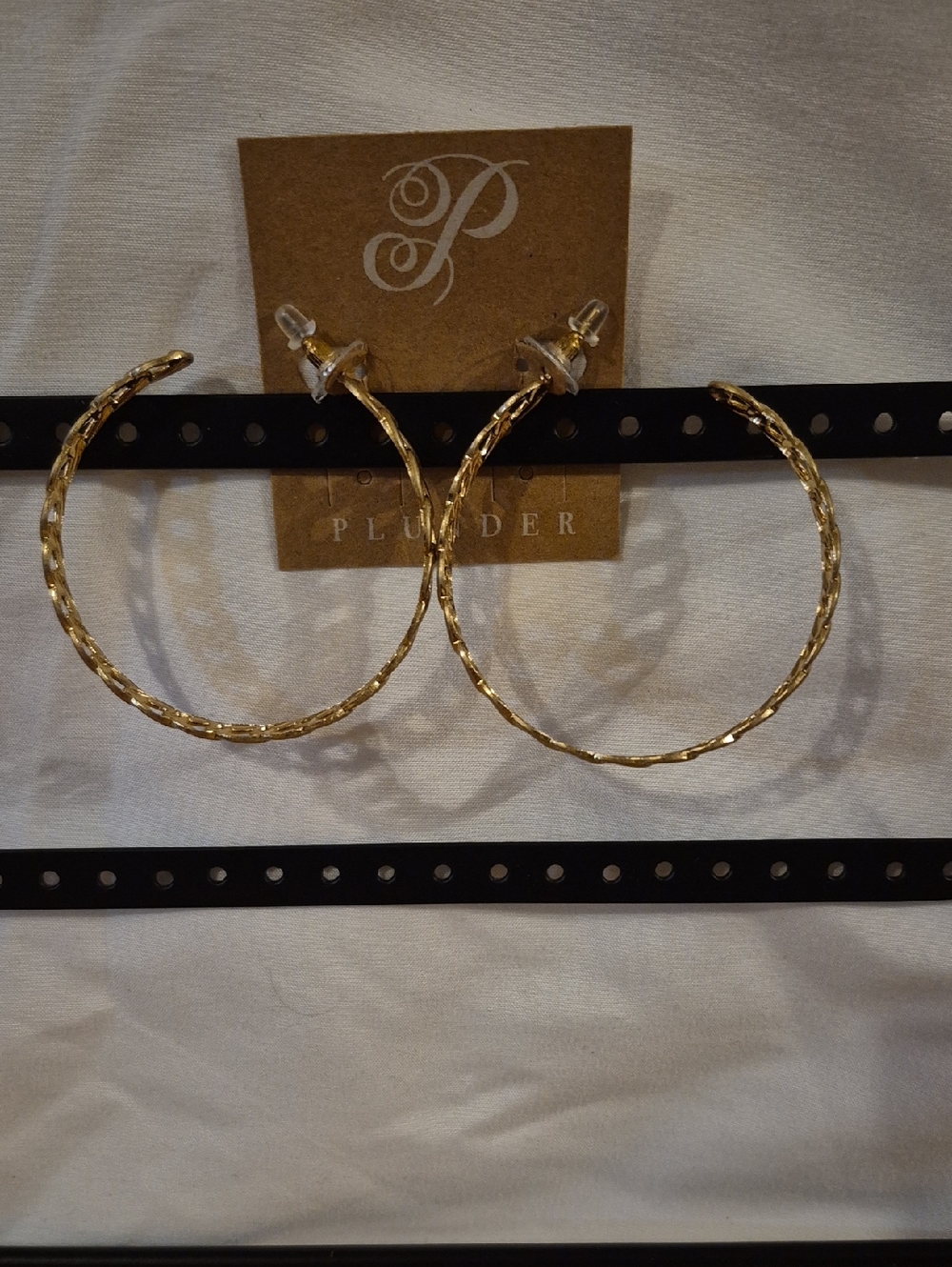 Plunder Gold Textured Hoop Earrings - Women's Jewelry